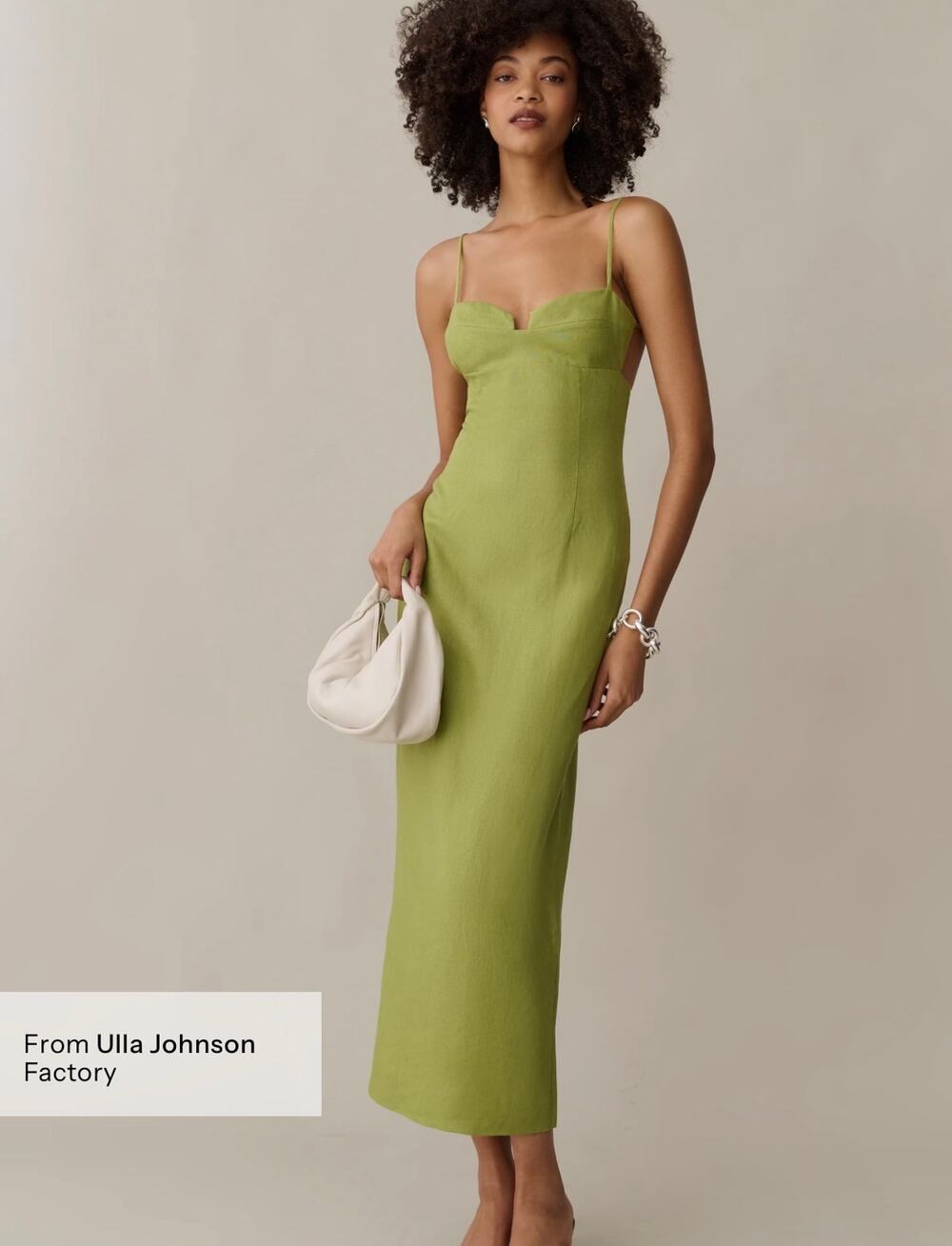 New O.P.T Indy linen green midi dress $222 8